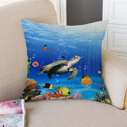 TSSOHU Ocean Underwater Marine Life Outdoor Throw Pillow Cover Sea World Animals Tropical Fish with