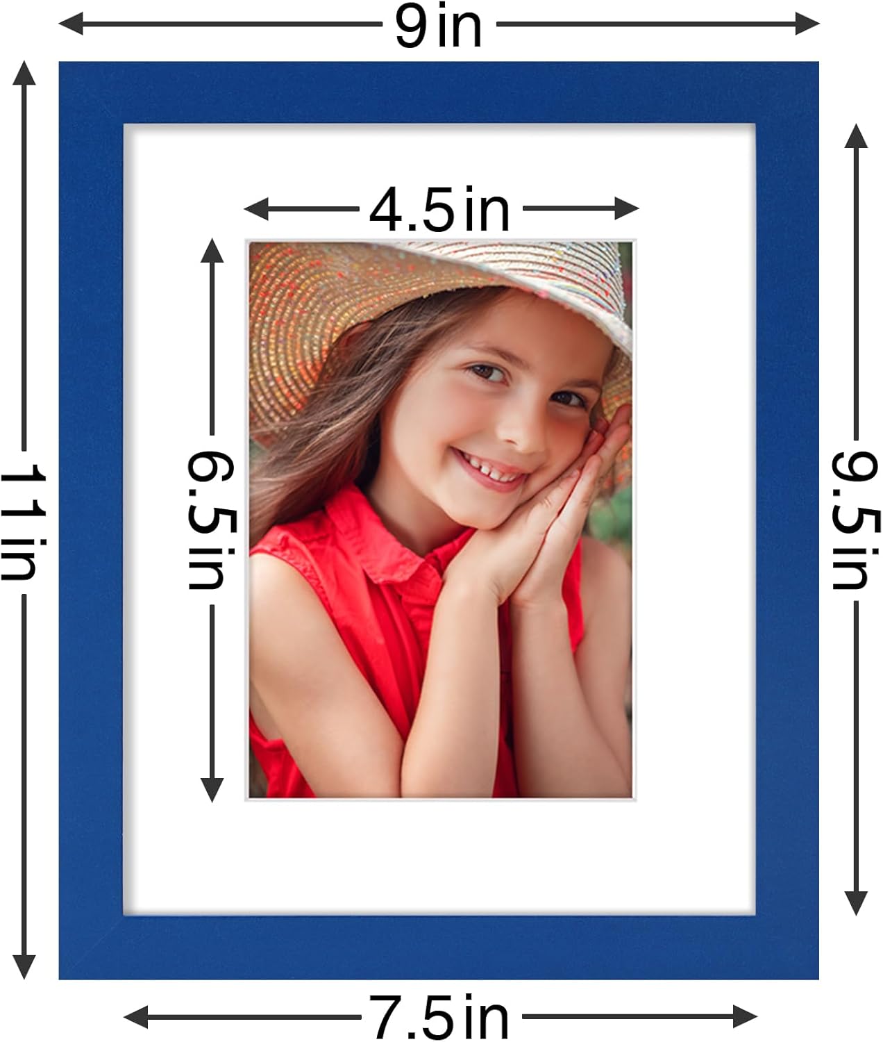 Vittanly 8x10 Picture Frame Set of 9 - Display 5x7 Photos with Mat or 8x10 Without Mat, Wall Mount