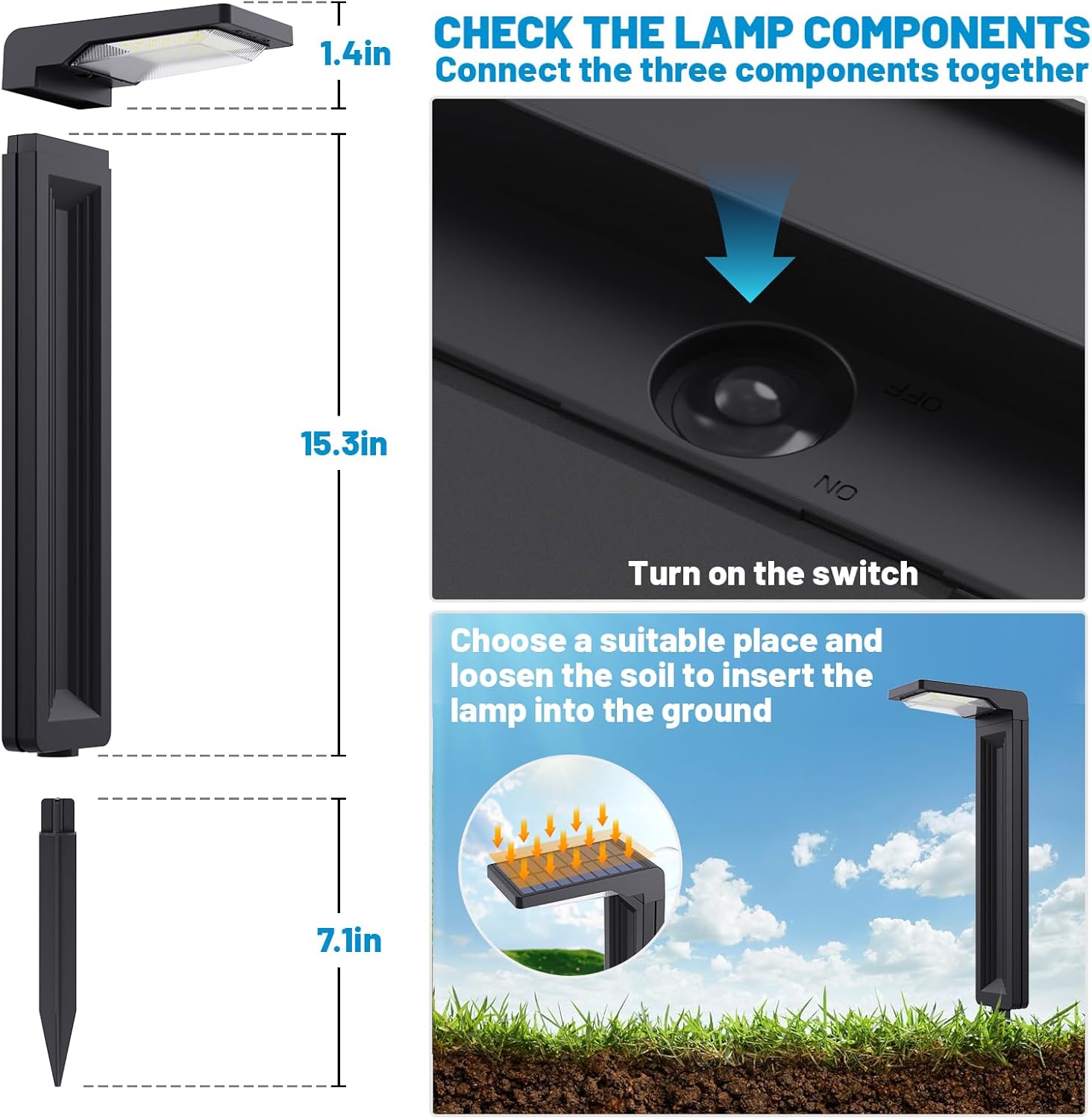 Sunvivo Solar Pathway Lights,2 Modes(Cool White or Warm White),Bright Solar Path Lights Outdoor