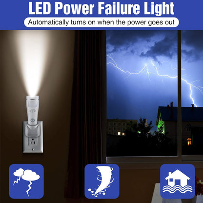 Enhon 4 in 1 LED Emergency Lights for Home Power Failure, 4 Pack Rechargeable Plug in Flashlight