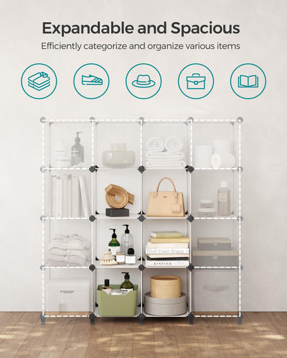 SONGMICS 6 Cube Storage Organizer, DIY Closet Shelf, Plastic Clothes Organizer, Modular Bookcase