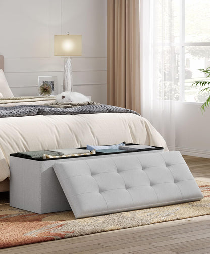 Storage Ottoman Bench, Folding Ottoman Foot Rest, End of Bed Bench,Storage Chest, for Living Room