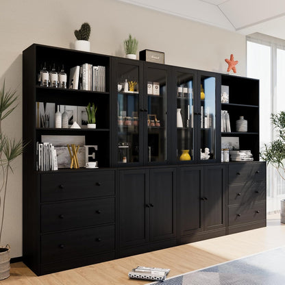TUSY 71" Bookshelf Bookcase, 3-Tier Modern Bookshelves 3 Large Drawer, Wood Filing Cabinet with