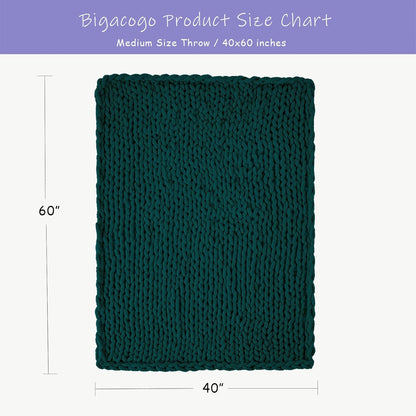 Bigacogo Chunky Knit Throw Blanket for Couch, 40x60 inches, 100% Hand Knitted with Thick Jumbo