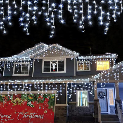 YEGUO 33ft 400 LED Icicle Lights Outdoor, 80 Drops Icicle Christmas Lights Connectable, 8 Modes