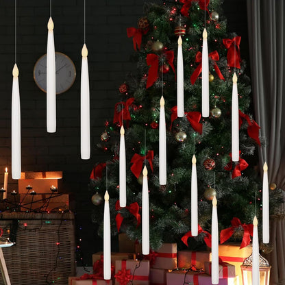 GenSwin 10.8" Floating Candles with Magic Wand Remote Timer, Flameless Taper Candles Flickering