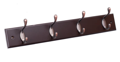 BIRDROCK HOME Oval Hook Coat and Hat Rack - 4 Hooks - 17 Inch - Wall Mount - Towel Leash Backpack