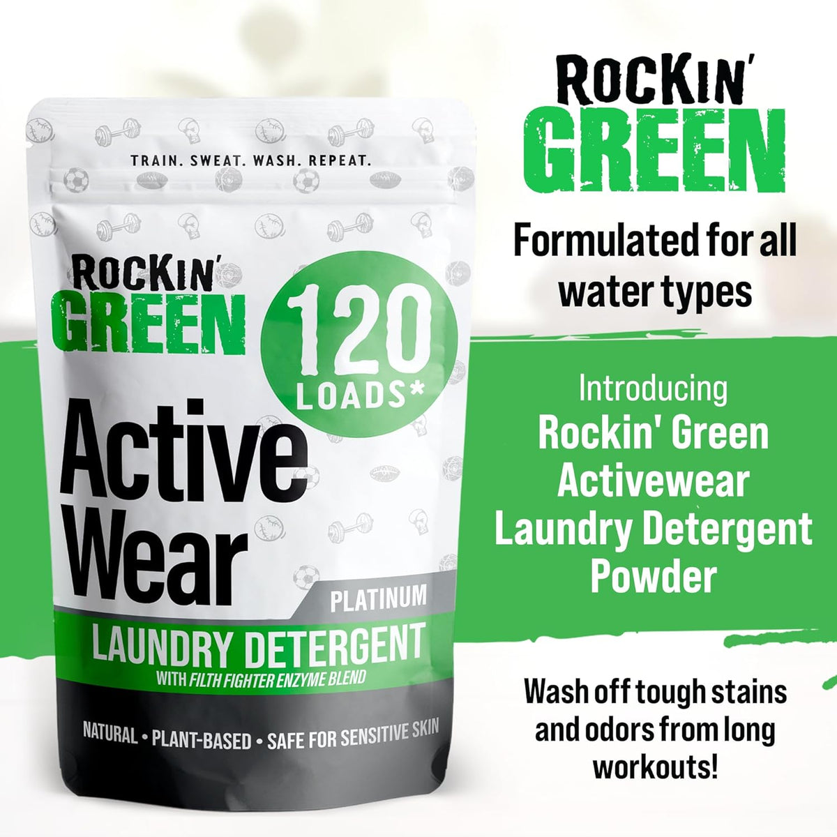 Rockin' Green Laundry Detergent, Plant based, All Natural Laundry Detergent Powder, Vegan and