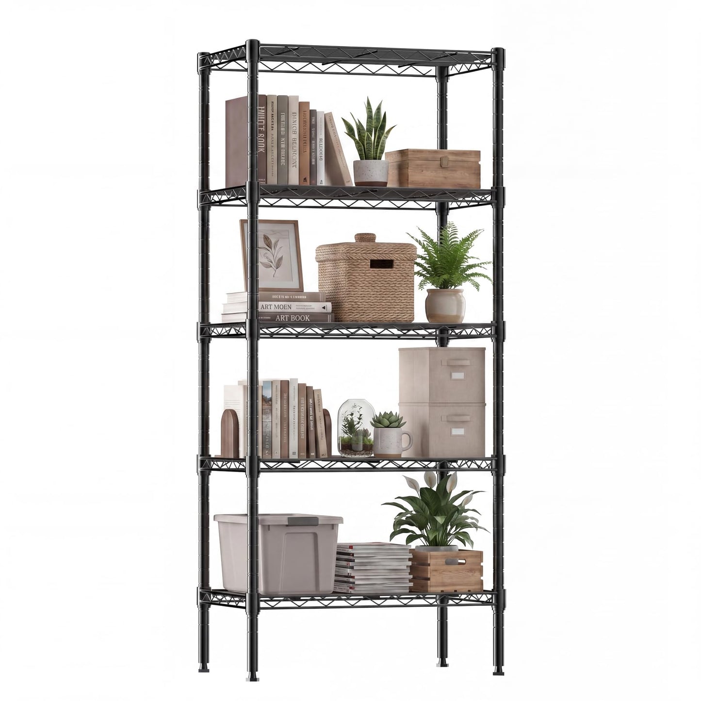 DUMOS 5-Tier Metal Storage Shelves, Wire Shelving, Storage Rack, 23.2" W