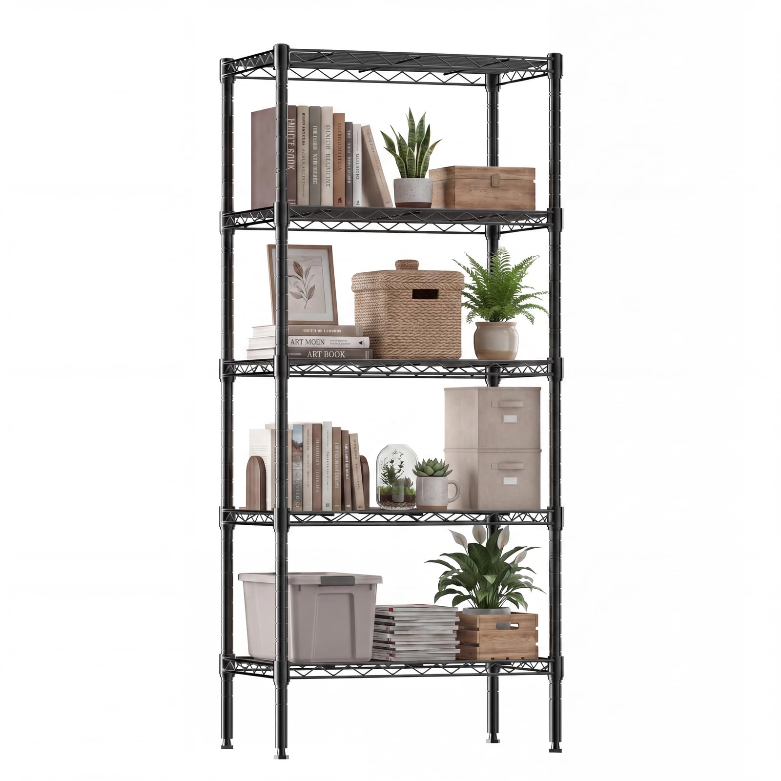 DUMOS 5-Tier Metal Storage Shelves, Wire Shelving, Storage Rack, 23.2" W