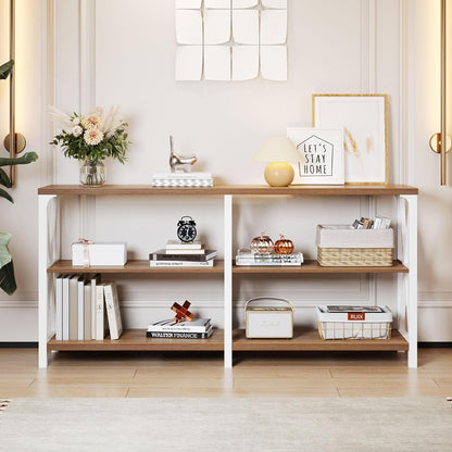 LVB Industrial Entryway Table, Farmhouse Rustic Console Table Behind Couch, Long Metal Sofa Table