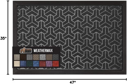 GORILLA GRIP 100% Waterproof All-Season WeatherMax Doormat, 47x35, US Designed Natural Rubber