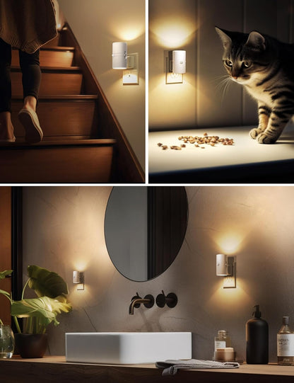 L LOHAS LED Motion Sensor Night Light Plug in, [2 Pack] Motion Activated Night Light, 0-100LM