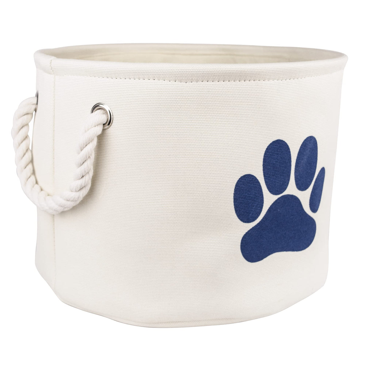 Bone Dry Pet Storage Collection Collapsible Bin, Small Round, Off-White