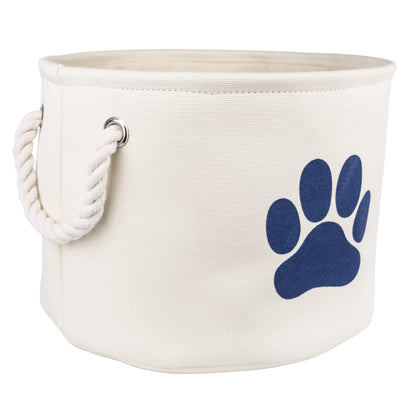 Bone Dry Pet Storage Collection Collapsible Bin, Small Round, Off-White