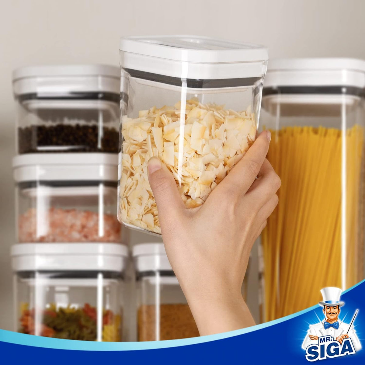 MR.SIGA 8 Piece Airtight Food Storage Container Set, BPA Free Kitchen Pantry Organization