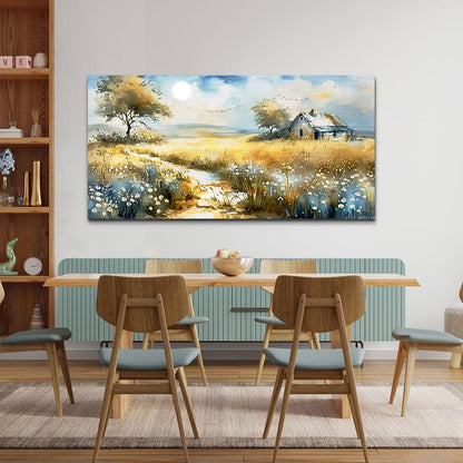 KELIYUAN Large Country Field Painter House Decorated Wildflower Field Landscape Painting Living