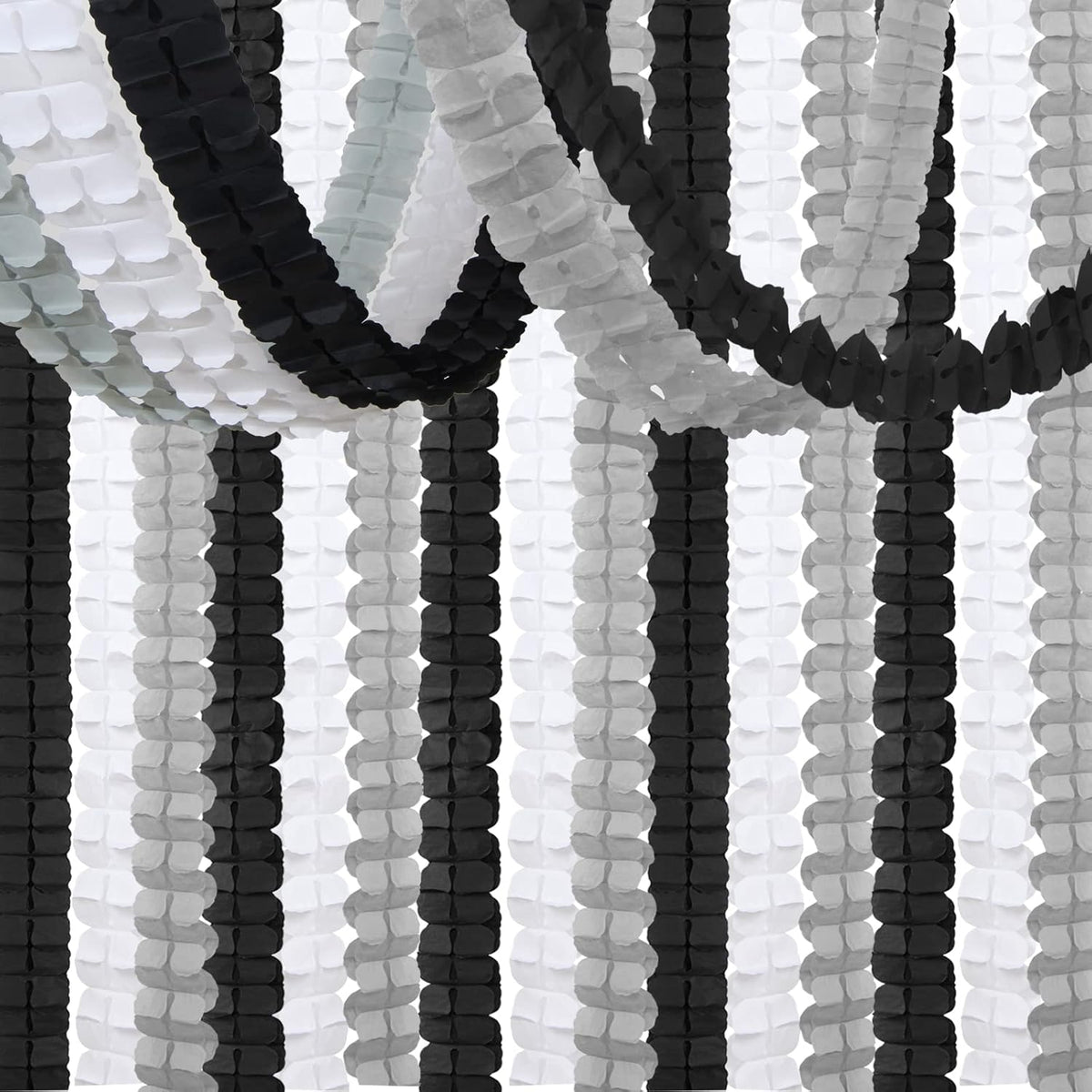 Black White-Silver Party-Decorations Streamers Garland - 157Ft Graduation Four-Leaf Clover Hanging