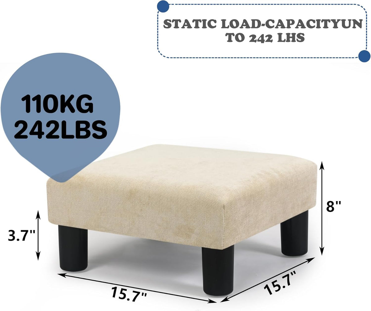 Joveco Small Foot Rest Stool Ottoman, 15" Fabric Square Footstool Upholstered Footrest for Chair