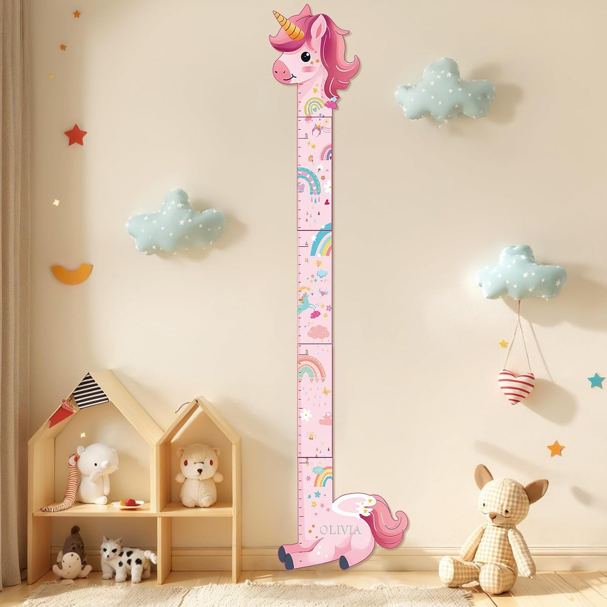 Personalized Name Growth Chart for Kids, Unicorn Wooden Wall Decor Growth Chart, Wall Decor for