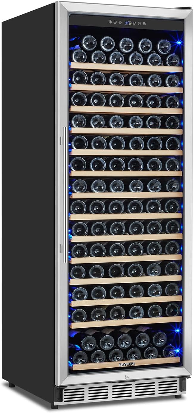 Freestanding 180 Bottle Wine Fridge - 24" Built-in Cooler with Upgraded Compressor Cooling and