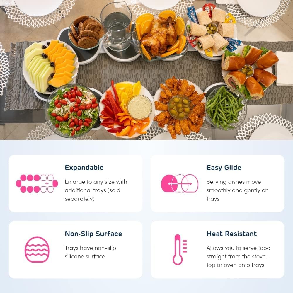 Full Set - Light Gray - The First Patented Lazy Susan Turntable Expandable for Rectangular & Oblong