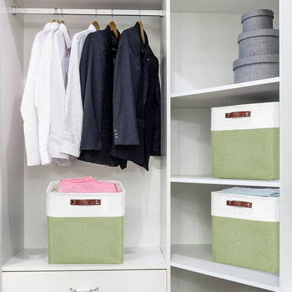 13x13 Cube Storage Bins, Collapsible Fabric Storage Box, 4 Pack Closet Baskets with Handles for