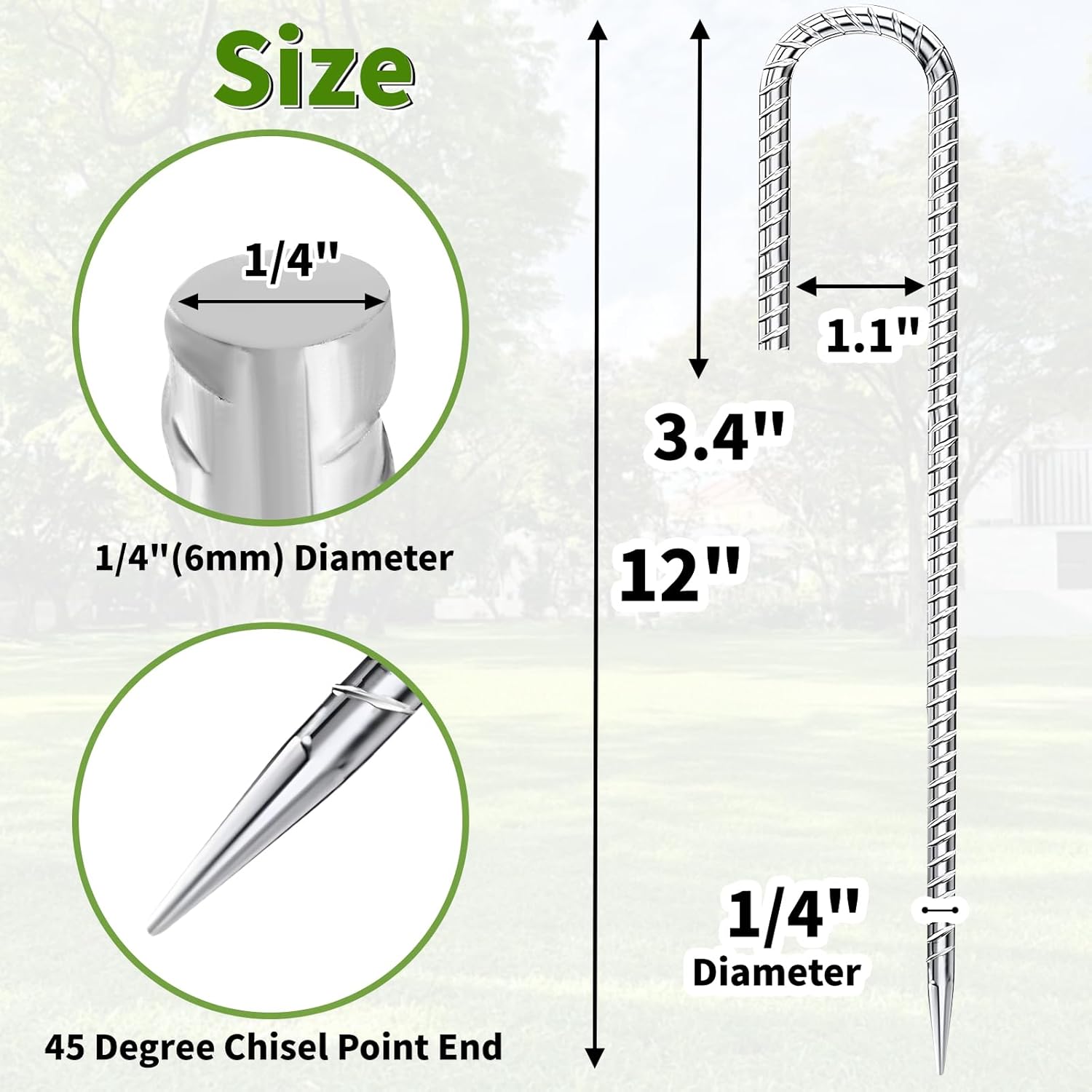 12 inch Stakes Heavy Duty 100-Pack J Hook Metal Fence Stake for Dogs Digging Tent and Outdoor