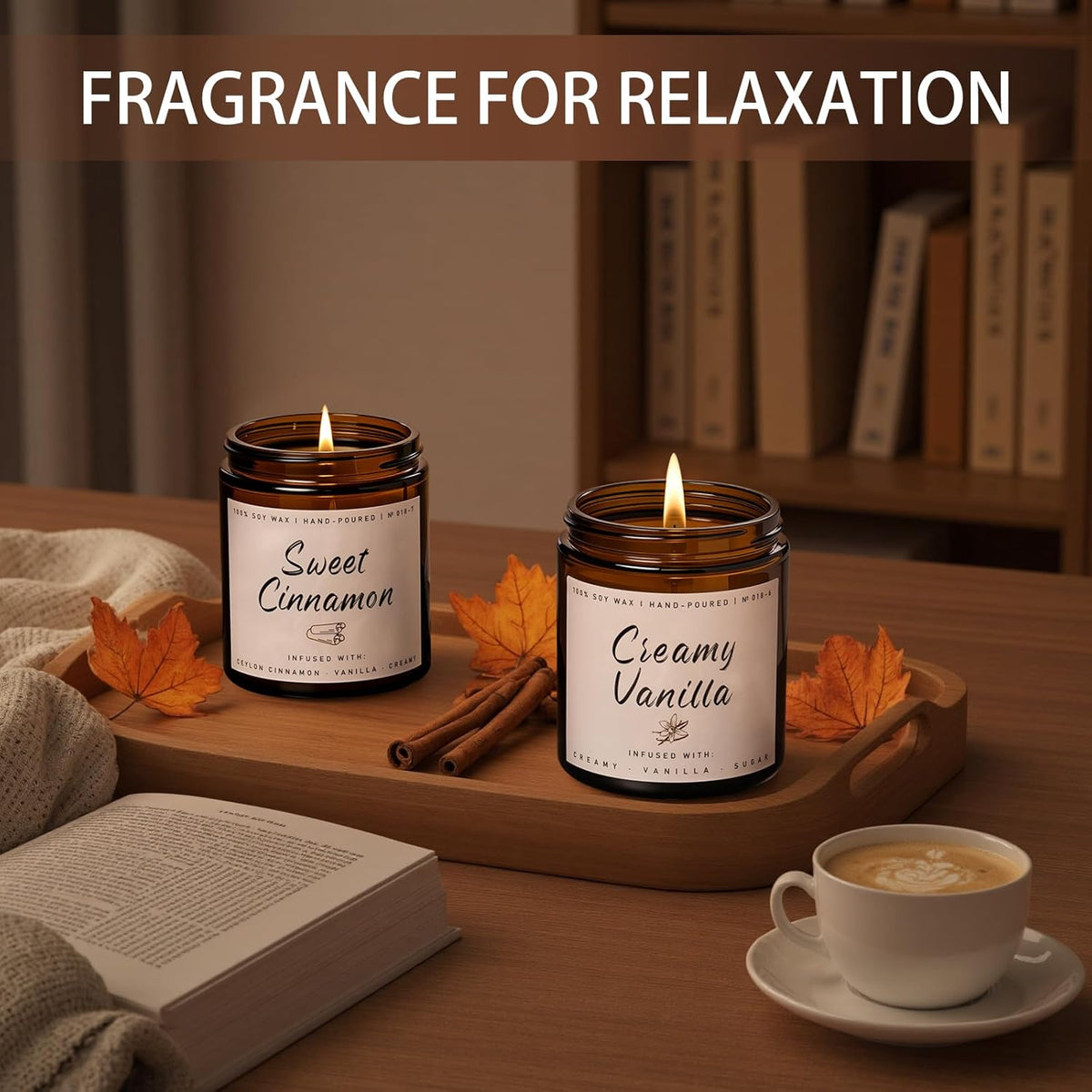 Auelife Fall Candle, Creamy Vanilla Scented Candle for Home - Fall Soy Wax Candles - Autumn