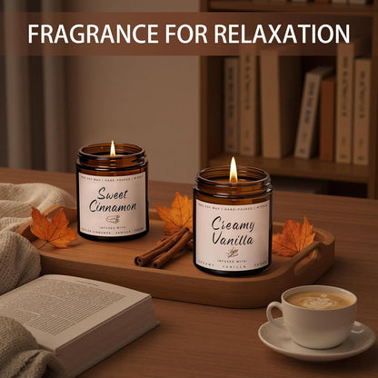 Auelife Fall Candle, Creamy Vanilla Scented Candle for Home - Fall Soy Wax Candles - Autumn