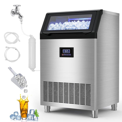 Commercial Ice Maker Machine 350 LBS/24H, 136 Ice Trays Freestanding & Undercounter Ice Machine