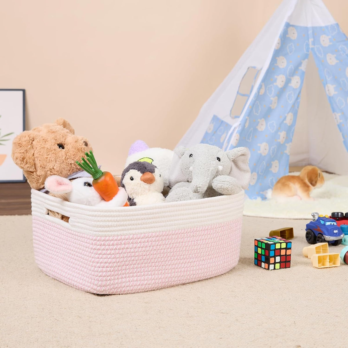Large Storage Baskets for Shelves, Closet Organizers Bins for Clothes Blanket Towels, Baby Nursery