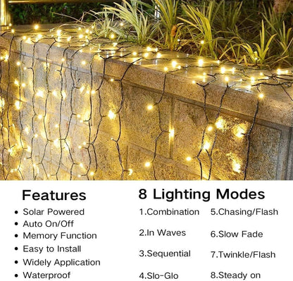 Joomer Solar Christmas Lights Outdoor, 4 Pack Total 156FT 400LED 8 Lighting Modes Solar String
