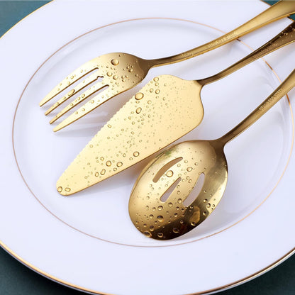 Gold Serving Utensils, OGORI 12-Piece Stainless Steel Serving Utensils Include Serving Spoons