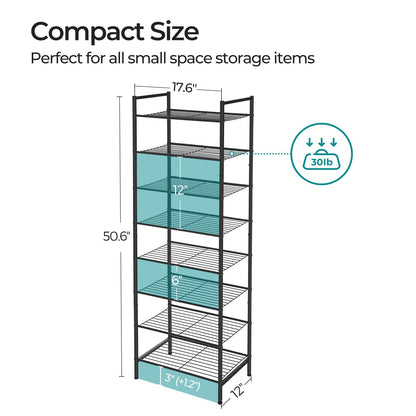 SONGMICS 8-Tier Metal Shoe Rack, Vertical Shelf, Holds up to 20 Pairs