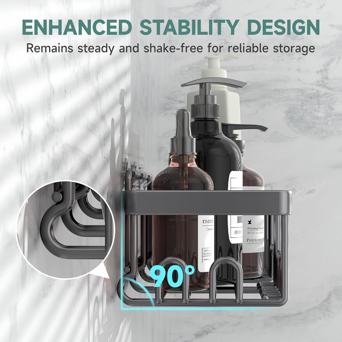 Veken Rustproof & Waterproof Shower Caddy 6-Pack, No Drilling Adhesive Shelves Rack with Soap