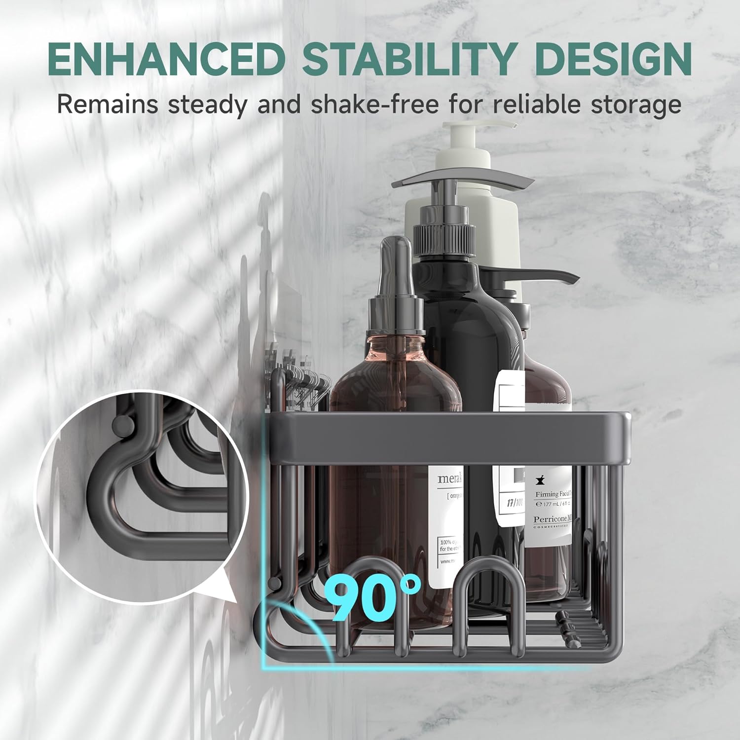 Veken Rustproof & Waterproof Shower Caddy 6-Pack, No Drilling Adhesive Shelves Rack with Soap