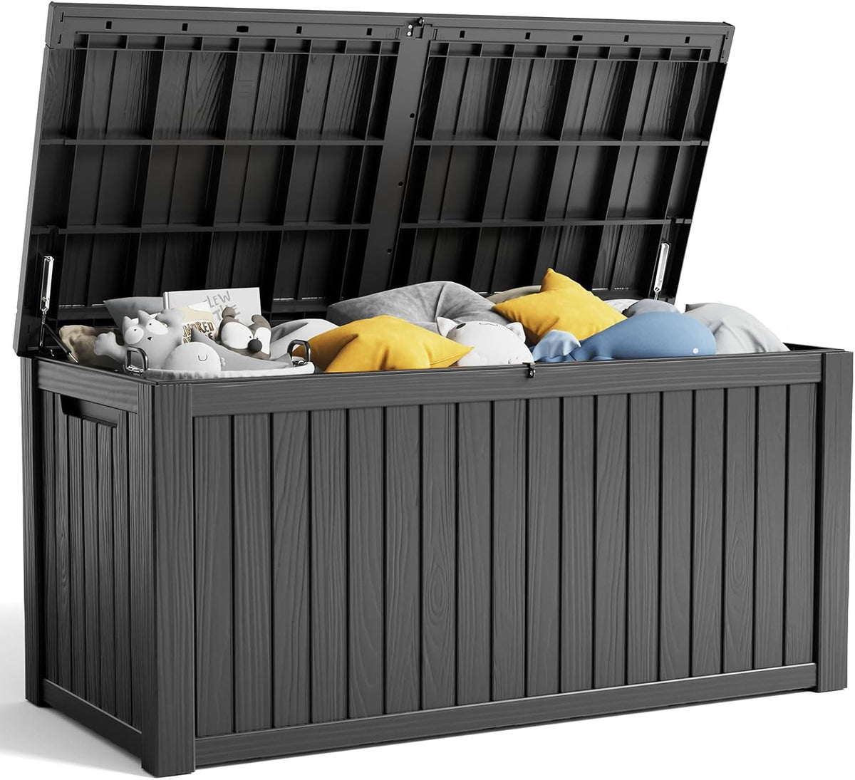 180 Gallon Resin Deck Box, Lockable Patio Outdoor Storage Box for Furniture, Garden Tools and Tools