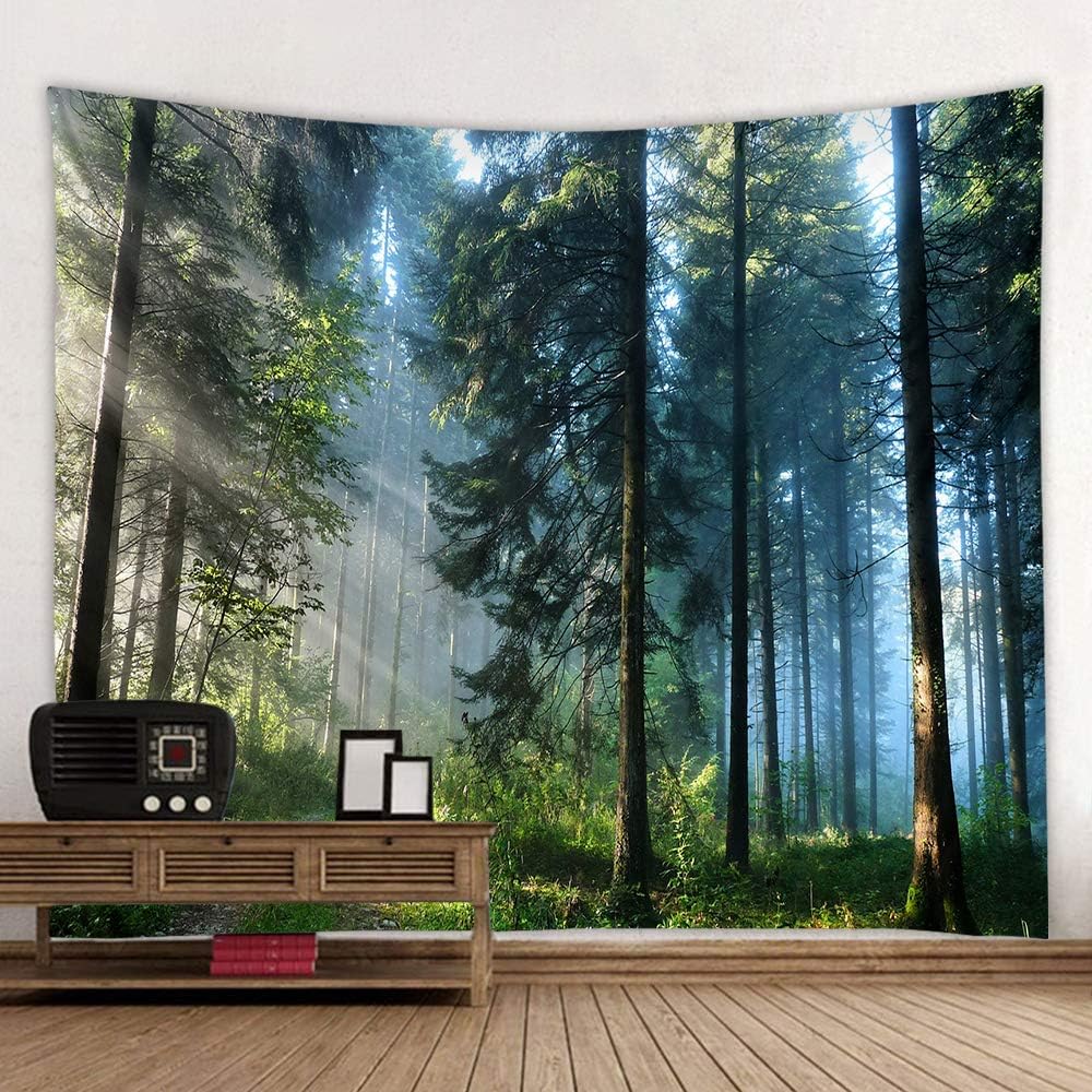 Llamazing Forest Tapestry - Magic Tapestry Curtain for Living Room & Bedroom (Morning Forest