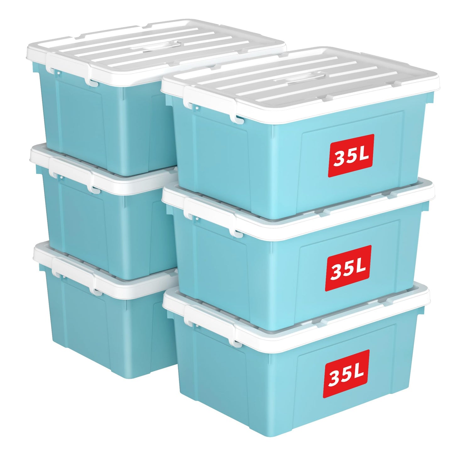 Cetomo Lidded Storage Bin with Handle, Tote Organizing Container with Durable Lid and Secure