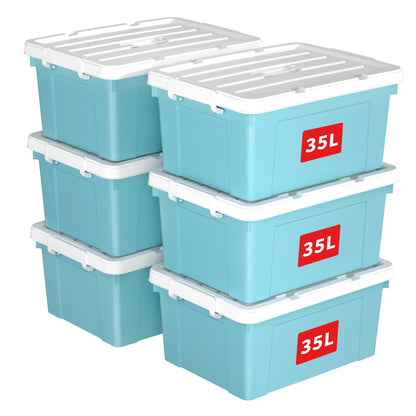 Cetomo Lidded Storage Bin with Handle, Tote Organizing Container with Durable Lid and Secure