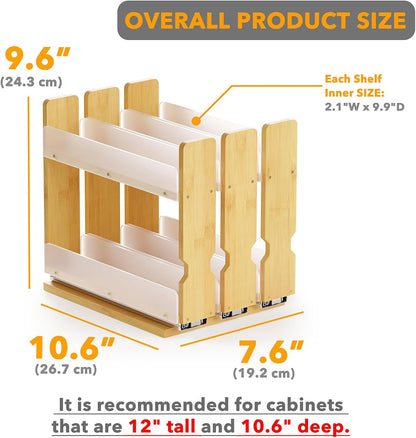 SpaceAid Bamboo Pull Out Spice Rack Organizer for Cabinet, Heavy Duty Slide Out Seasoning Kitchen