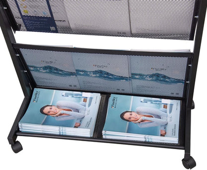 Floor Magazine Rack brochure Display Stand for Offices and Public Reception Area，Literature Rack
