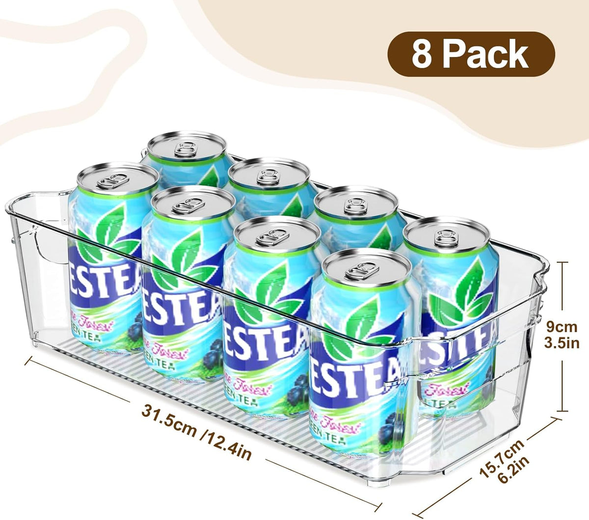 Clear Fridge Organizer, Refrigerator Organizer Bins with Handle, Freezer, Kitchen Cabinet, Pantry