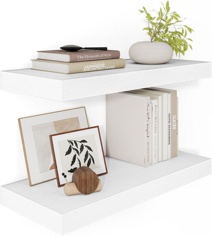 White Floating Shelves for Wall, 24 Inch X 12 Deep Shelves for Room Wall Mounted，2" Thick Heavy
