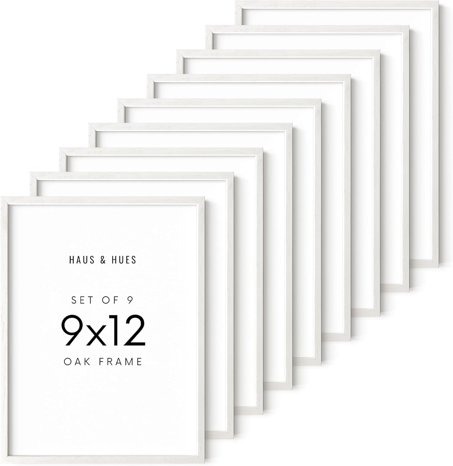 HAUS AND HUES 9x12 Picture Frame Set of 9-9 X 12 Frame Wooden Picture Frames for Crafts, 9x12 Frame