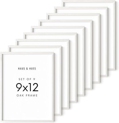 HAUS AND HUES 9x12 Picture Frame Set of 9-9 X 12 Frame Wooden Picture Frames for Crafts, 9x12 Frame