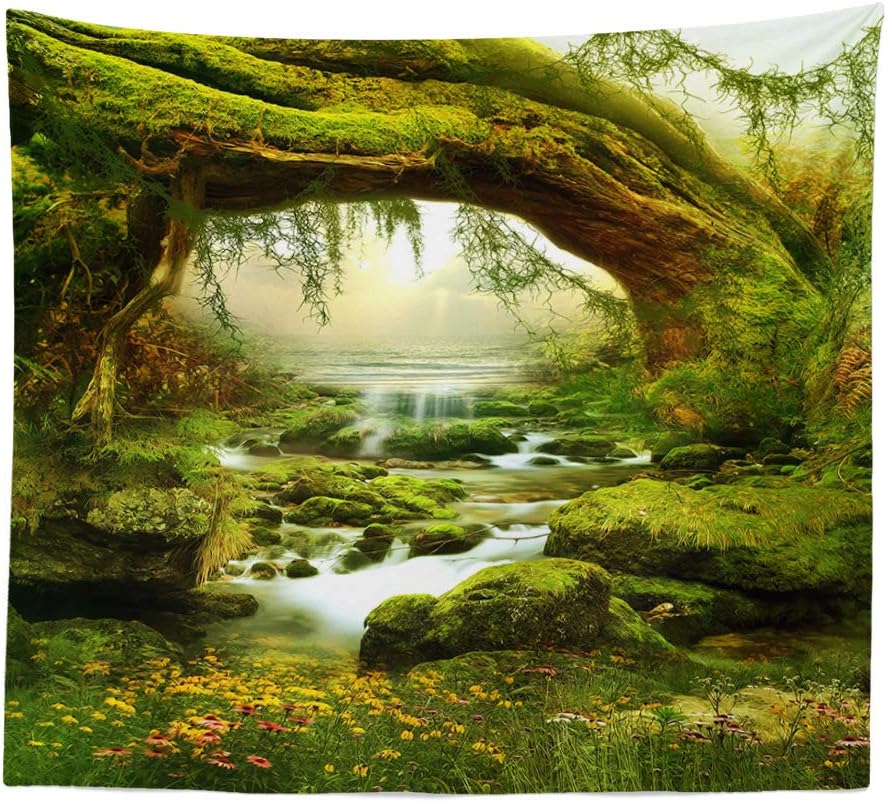 Llamazing Forest Landscape Home Decor - Living Room & Bedroom Magic Tapestry (Sunlight&Creek