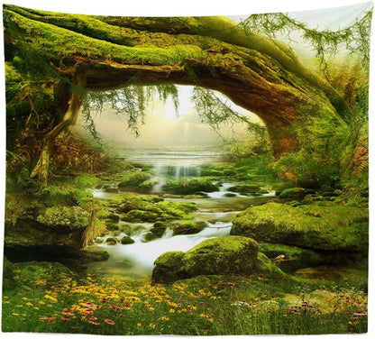 Llamazing Forest Landscape Home Decor - Living Room & Bedroom Magic Tapestry Curtain XGXL