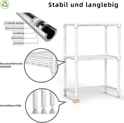 450 lbs Wire Storage Shelving 3-Tier Utility Shelving Unit Steel Organizer Wire Rack for